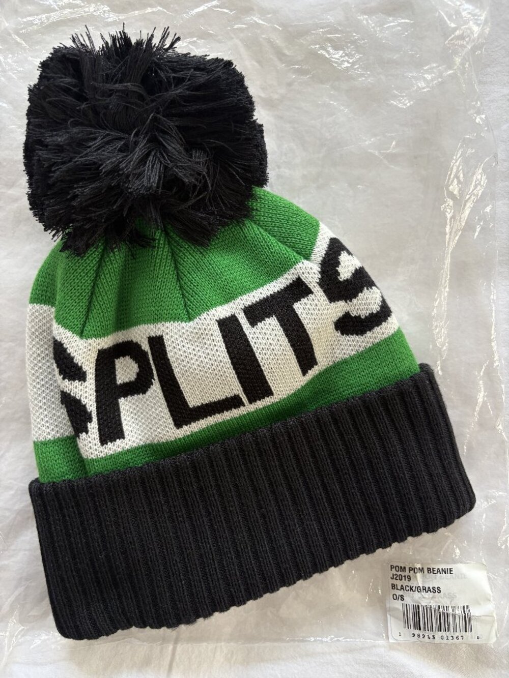 Splits59 Winter Pom Pom Beanie Black/Grass NWT